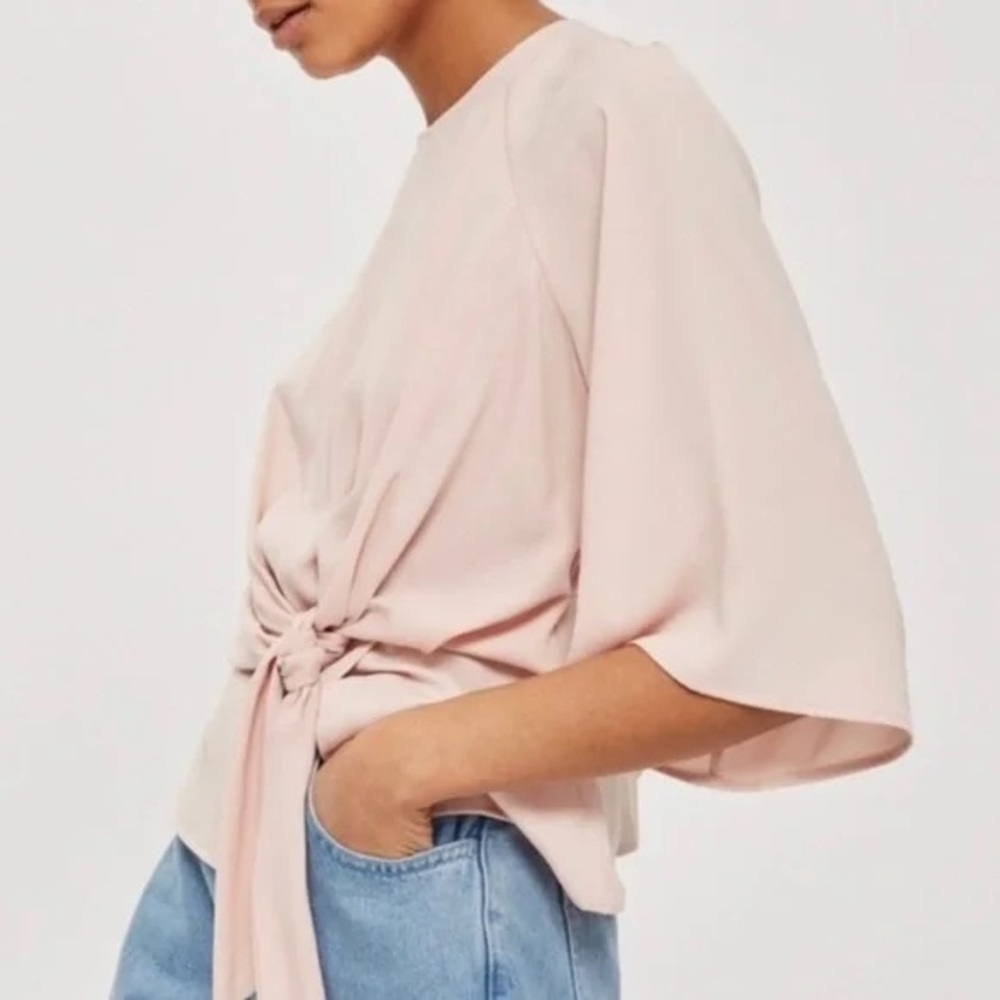 Topshop Blush Pink Tie Front Blouse Size 6